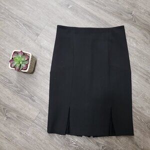 Diane Von Furstenburg Black Pinstripe Pencil Skirt Sz 8 Kick Pleats